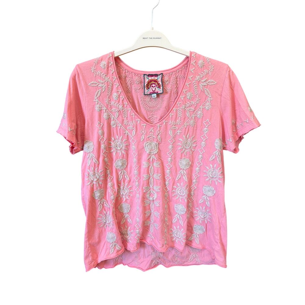 Johnny Was Pink Embroidered Blouse Size L
